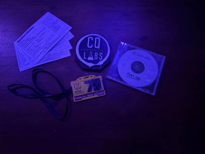 Agent River's lab pass, recovered from the scene image by clueQuest escape room in london